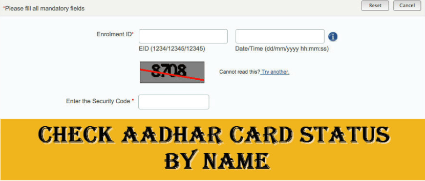 aadhar card status by name