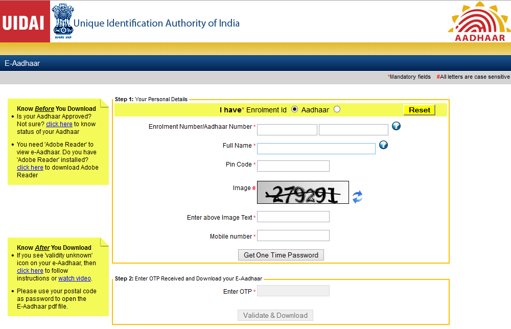 aadhar card enrollment number search by name