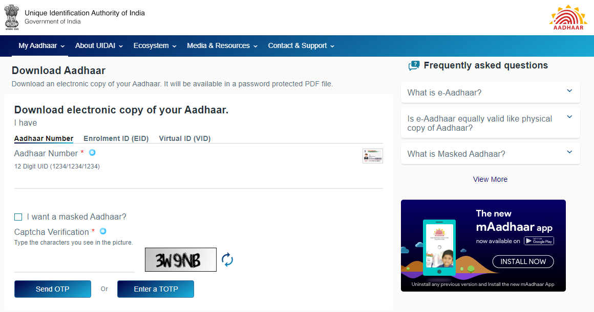 Aadhaar Card Download by Name